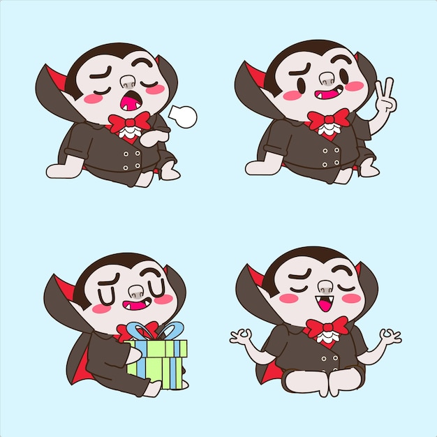 Cute little vampire vector set