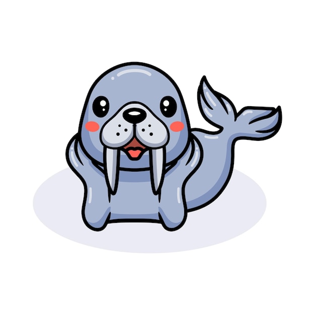 Милый маленький мультфильм моржа лежа
