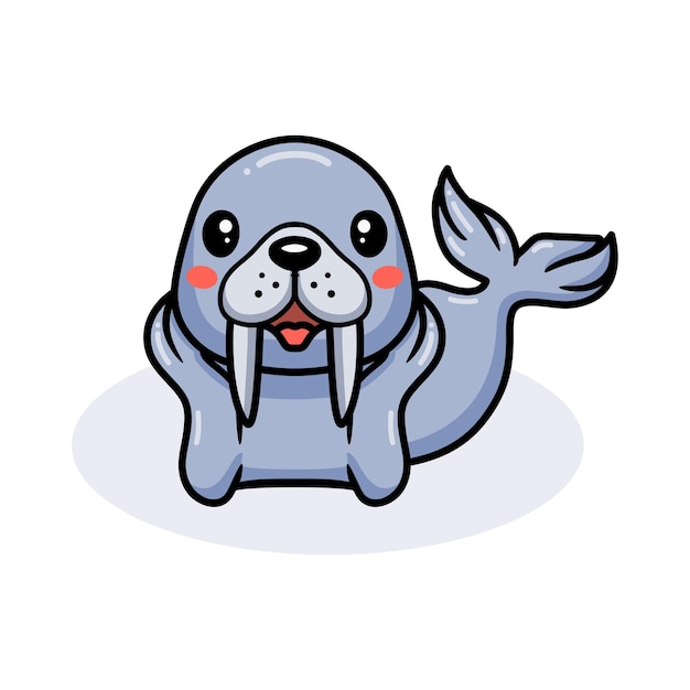 Cute little walrus cartoon lying down