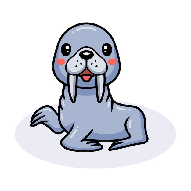 Cute little walrus cartoon posing