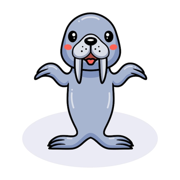 Vector cute little walrus cartoon standing