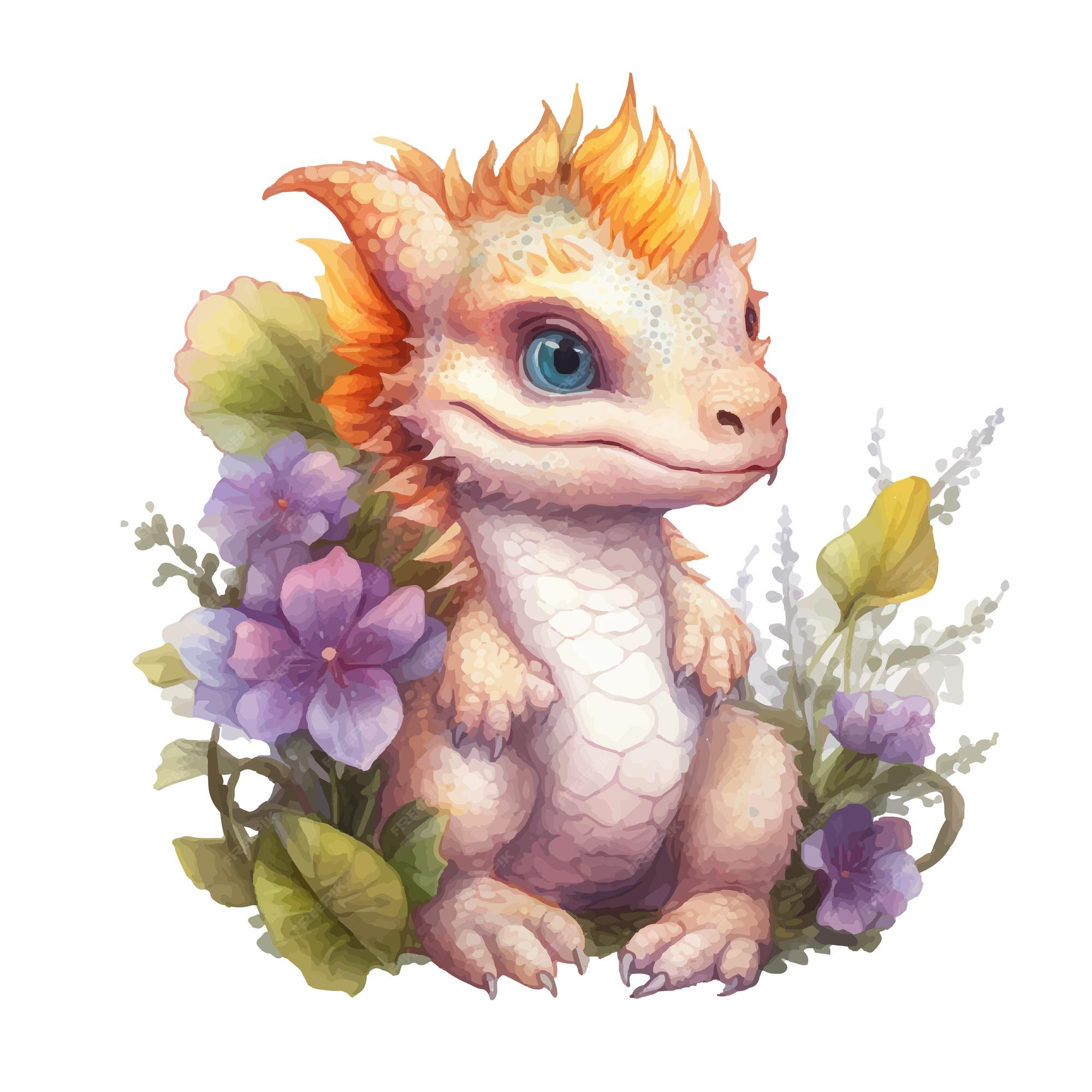 Premium Vector  Cute little dinosaur portrait with watercolor