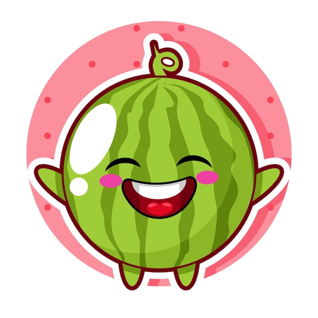 cute and little watermelon fruit character with happy face