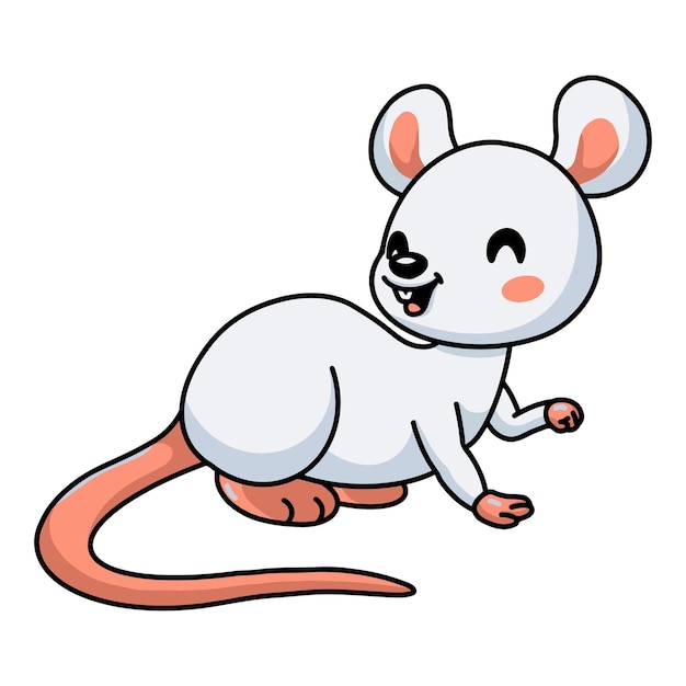 Cute little white mouse cartoon