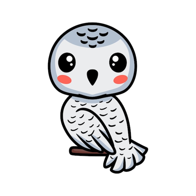 Cute little white polar owl cartoon