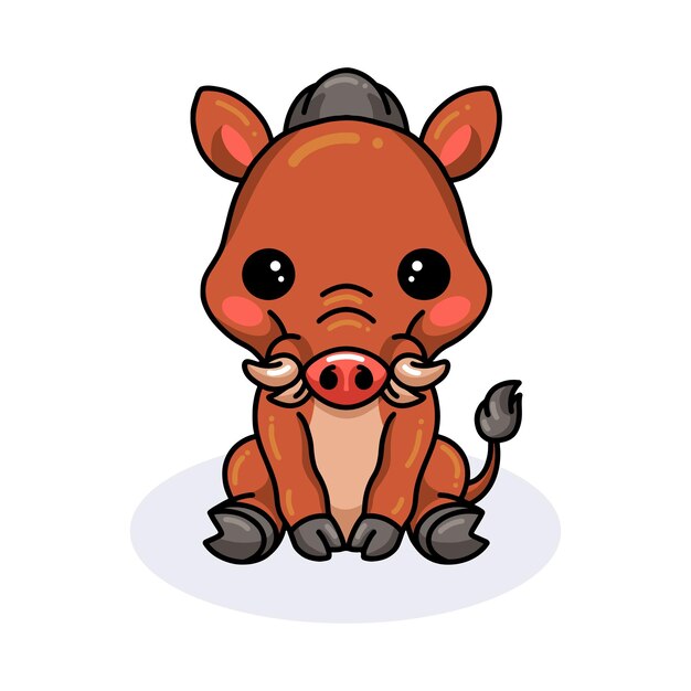 Cute little wild boar cartoon