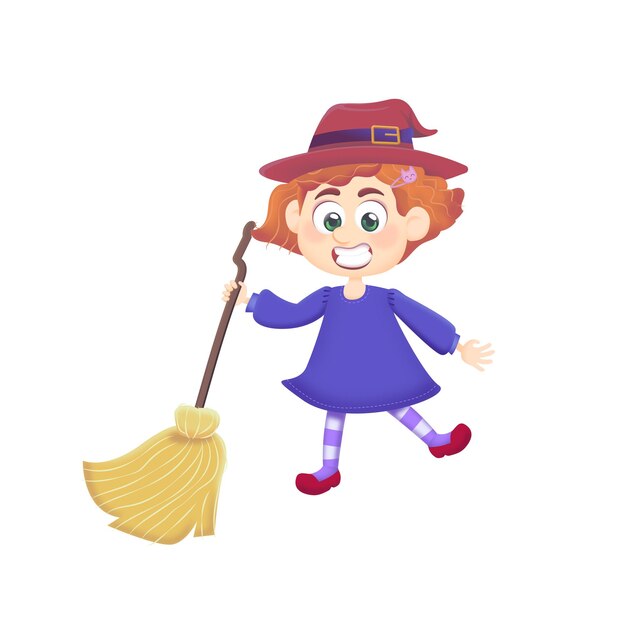 Vector cute little witch