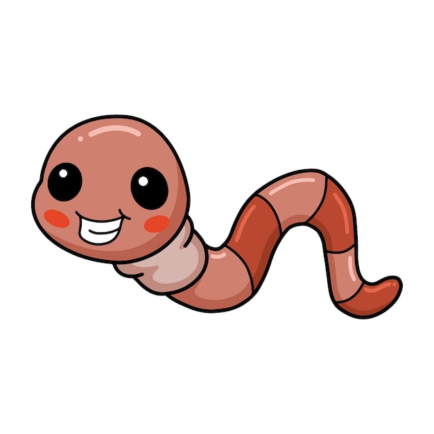 Cute little worm cartoon character