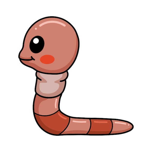 Cute little worm cartoon character