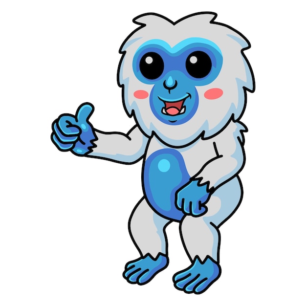 Vector cute little yeti cartoon giving thumb up