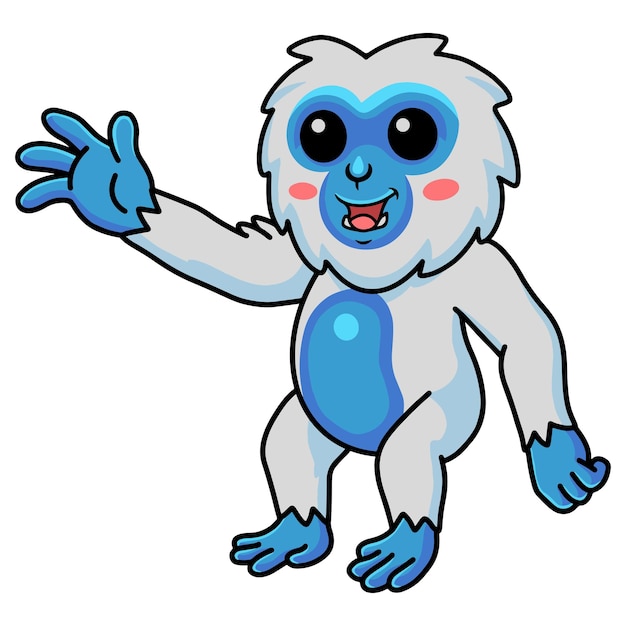 Cute little yeti cartoon waving hand