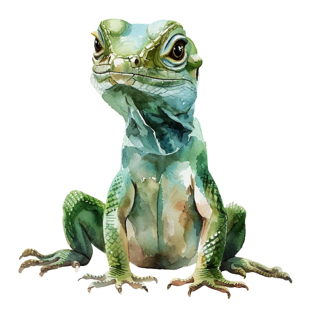 Vector cute lizard vector illustration in watercolour style