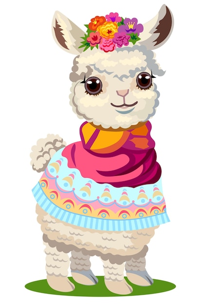 cute llama cartoon style