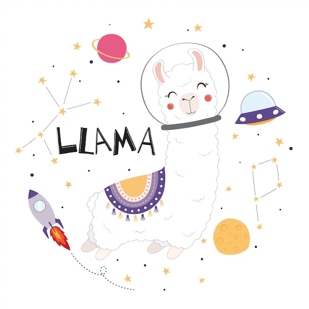 Cute llama in space.