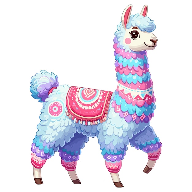 Vector cute llama vector cartoon illustration