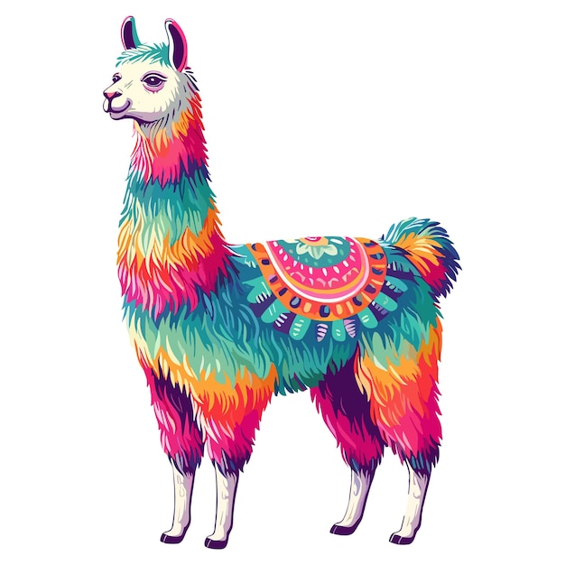 Cute llama vector cartoon illustration