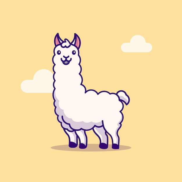 Vector cute llama vector icon illustration alpaca mascot cartoon character