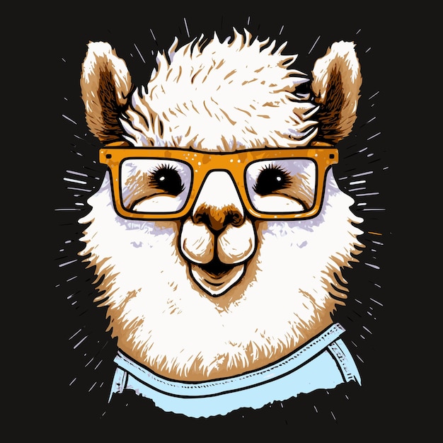 Cute llama with sunglasses looking like a scientist Graffiti style