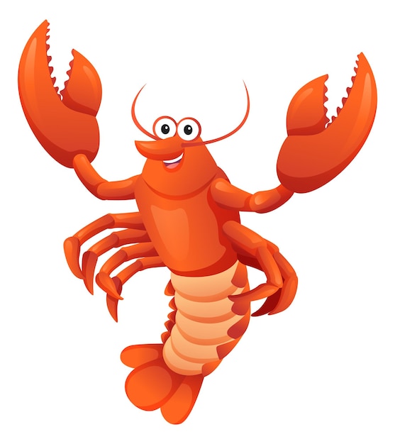 Vector cute lobster cartoon illustration isolated on white background