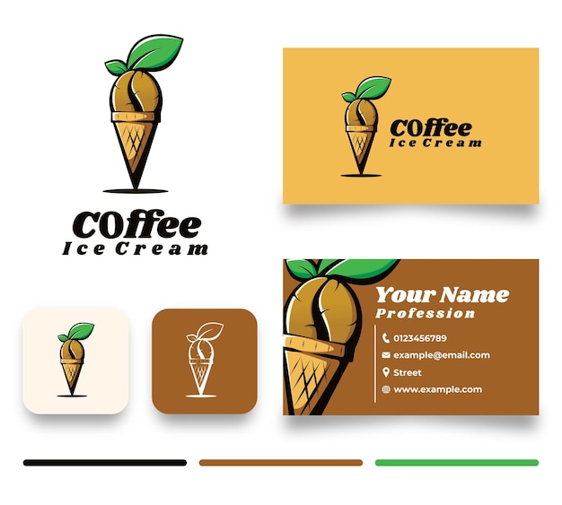 Vector cute logo and business card cofe ice cream illustration