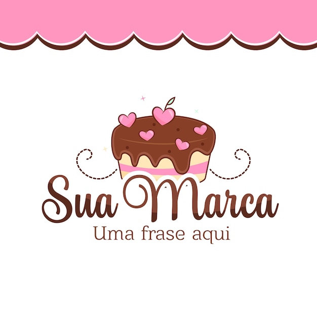 Cute logo cake design Illustration Vector