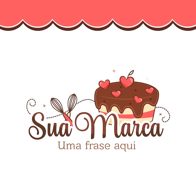 Cute logo cake design Illustration Vector