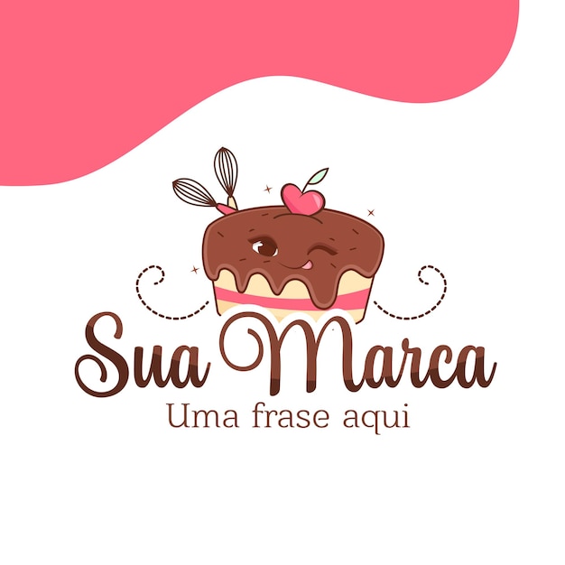 Cute logo cake design Vector