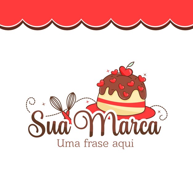 Vector cute logo cake design vector