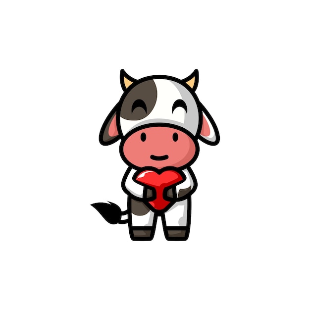 Vector cute logo cow mascot character vector illustration