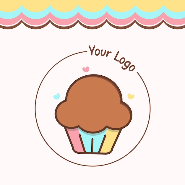cute logo cupcake vector