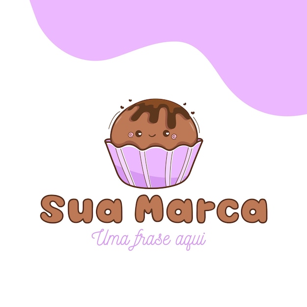 Vector cute logo design mascot cupcake vector