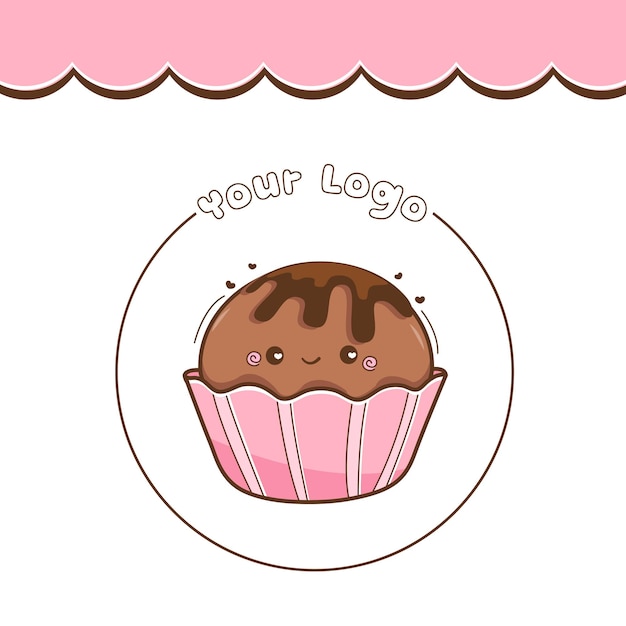 Vettore cucina logo design mascotte cupcake vettore