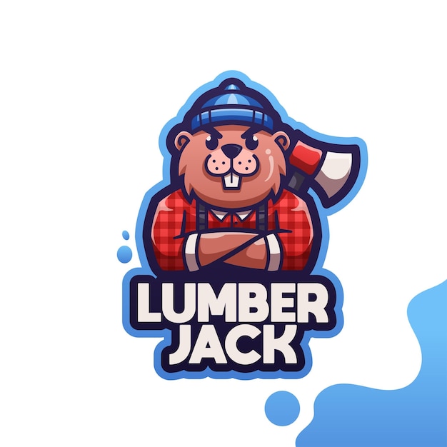 Cute logo mascot beaver lumberjack for your brand39s logo