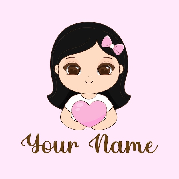 Cute logo mascot kawaii girl Vector