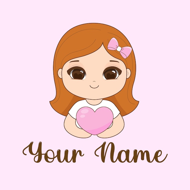 Cute logo mascot kawaii girl Vector