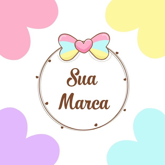 Cute logo ribbon design Vector