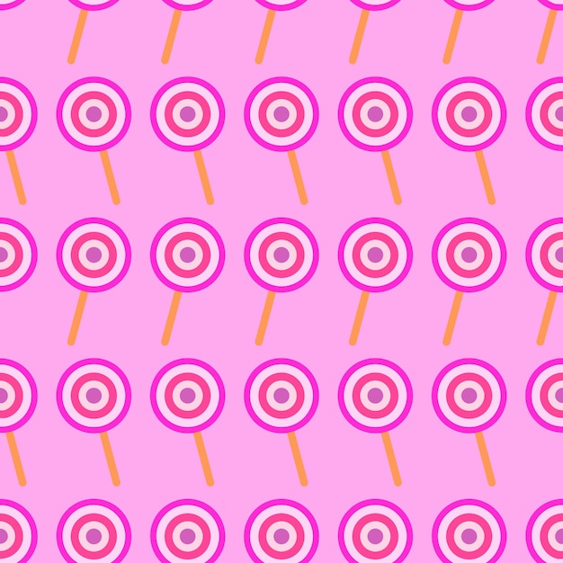 Cute lollipop on pink background seamless repeat pattern fan for kids dresses textile