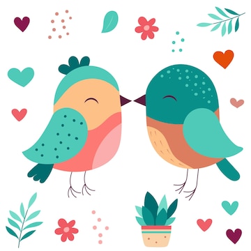 teal love birds clipart