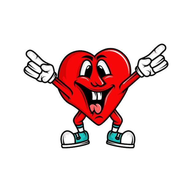 Cute love heart cartoon valentine icon illustration