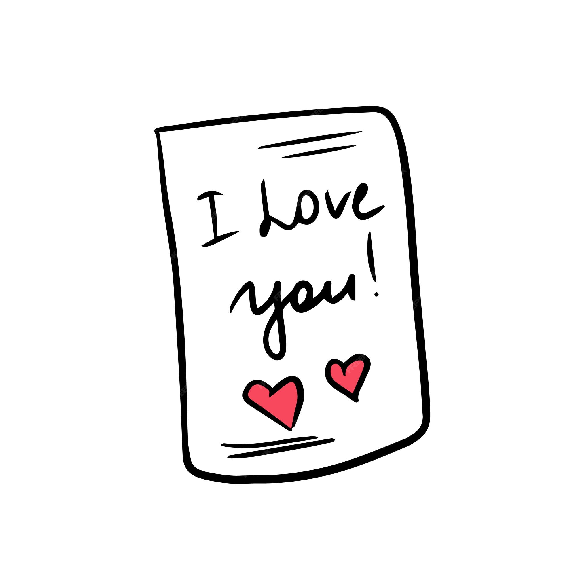 Love you romantic hand drawn lettering text with doodle drawings. 8048885  Vector Art at Vecteezy