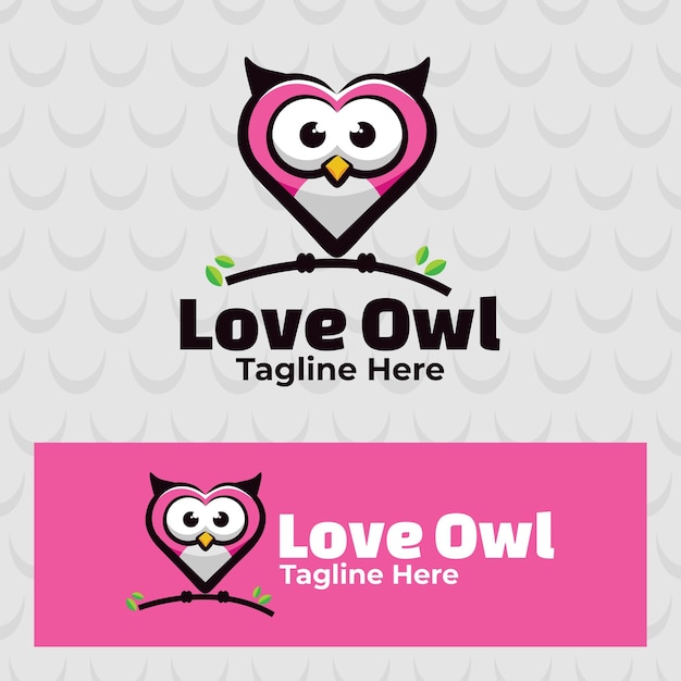 Cute love owl logo illustration