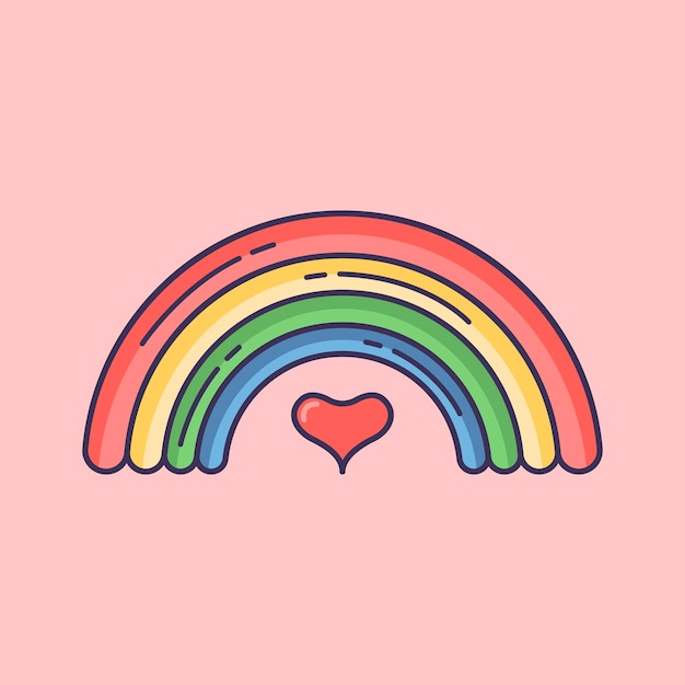 Vector cute love rainbow cartoon illustration