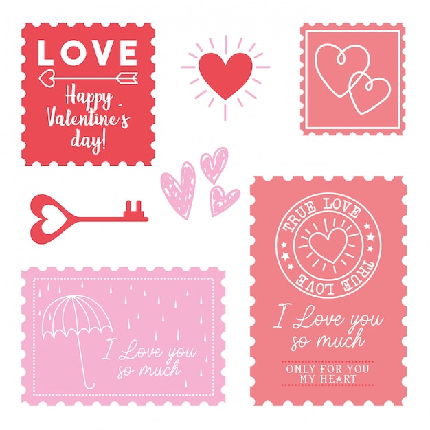 Love stamps - for wedding valentines day Vector Image