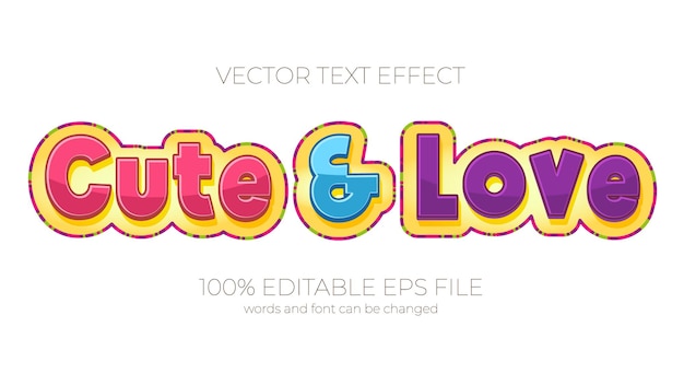 Cute and Love text effect style EPS editable text effect