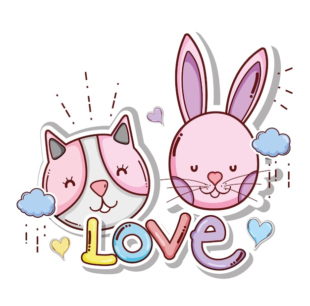 Vector cute and lovely animals card