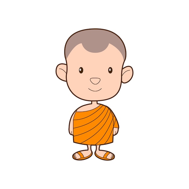 Vector cute and lovely cartoon of monk