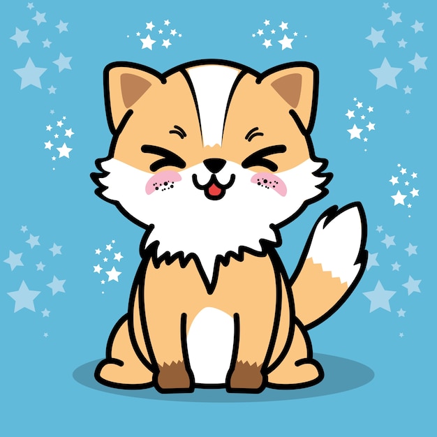 Cute and lovely fox cartoon