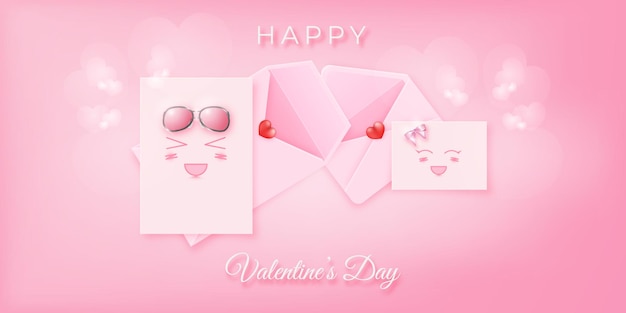 Lettera emoji rosa carina e adorabile per il banner di san valentino