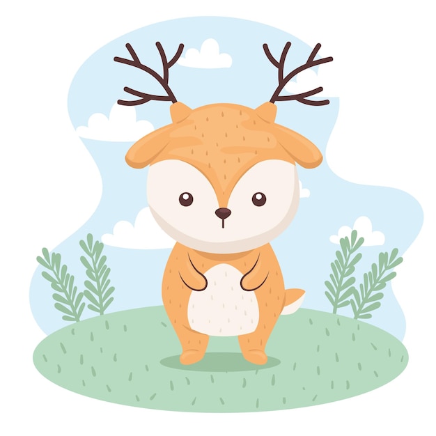 Cute lovely , reindeer in the camp  illustration design