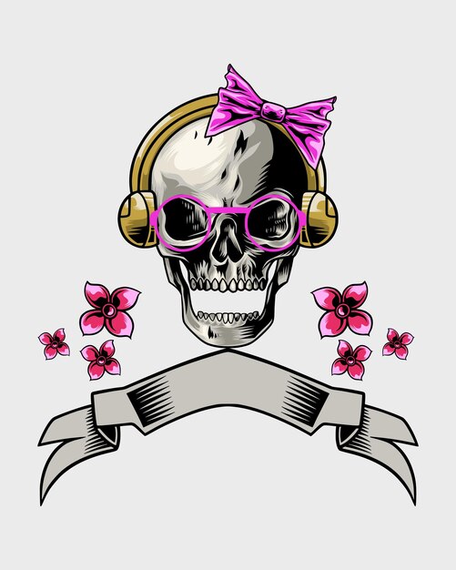 cute and lovely skull logo illustration